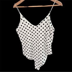 Gaze White Spaghetti Strap Bodysuit With Black Polka Dots Size Medium